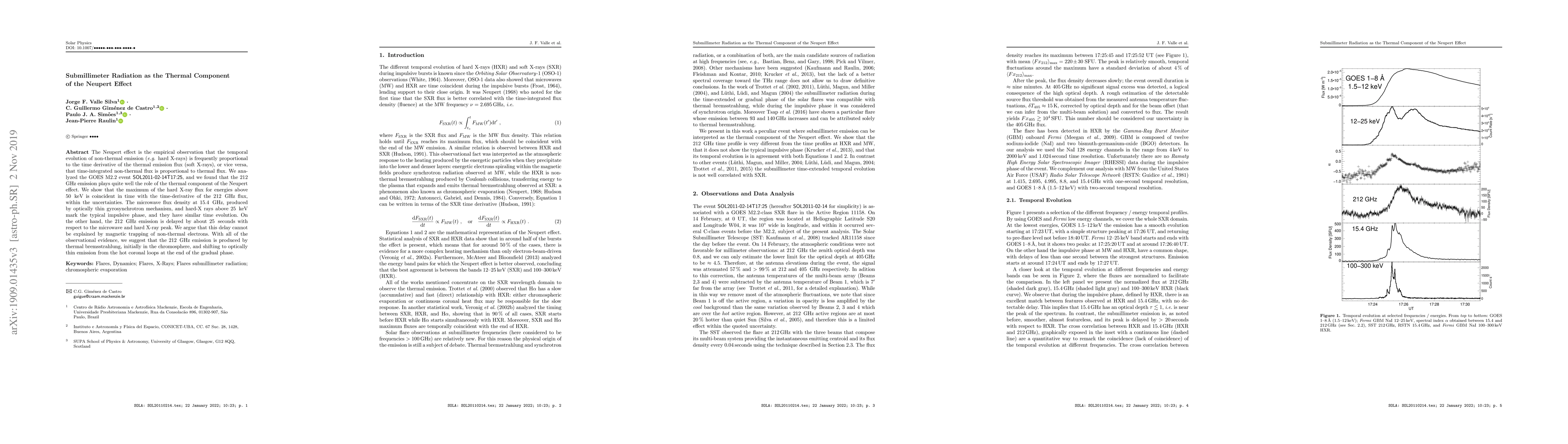 Thumbnail for Submillimeter radiation as the thermal component of the Neupert Effect