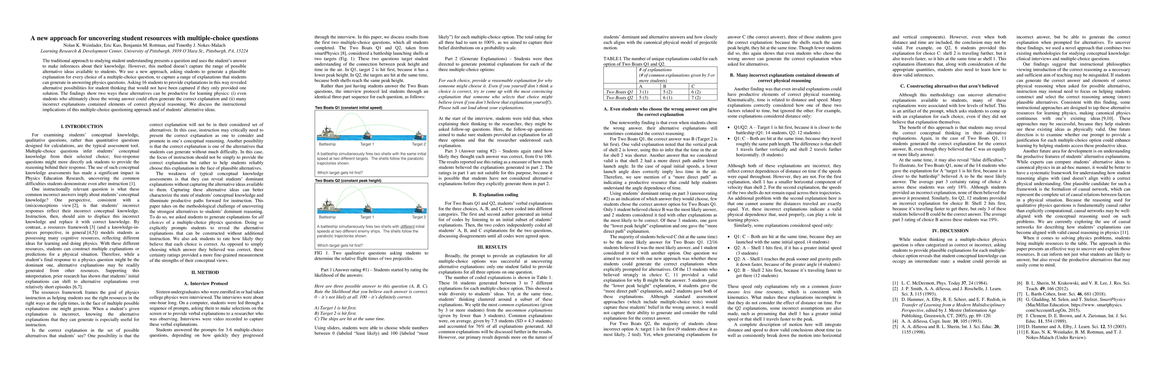 Thumbnail for A new approach for uncovering student resources with multiple-choice
  questions