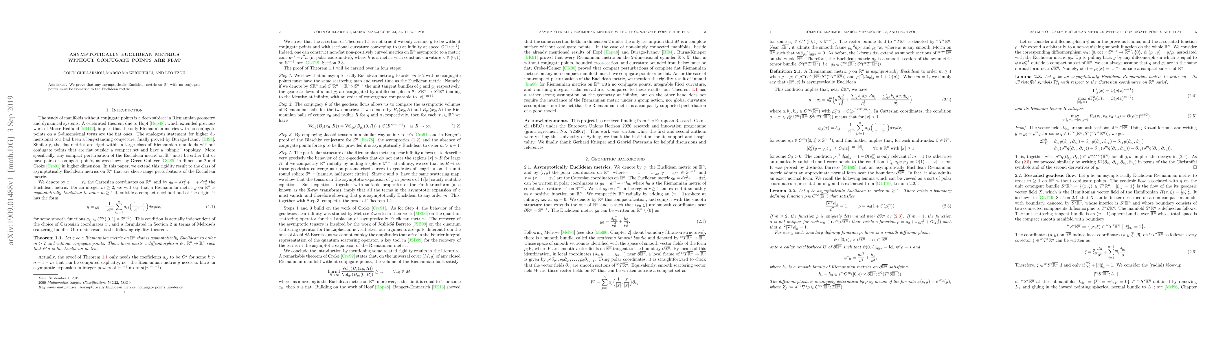 Thumbnail for Asymptotically Euclidean metrics without conjugate points are flat