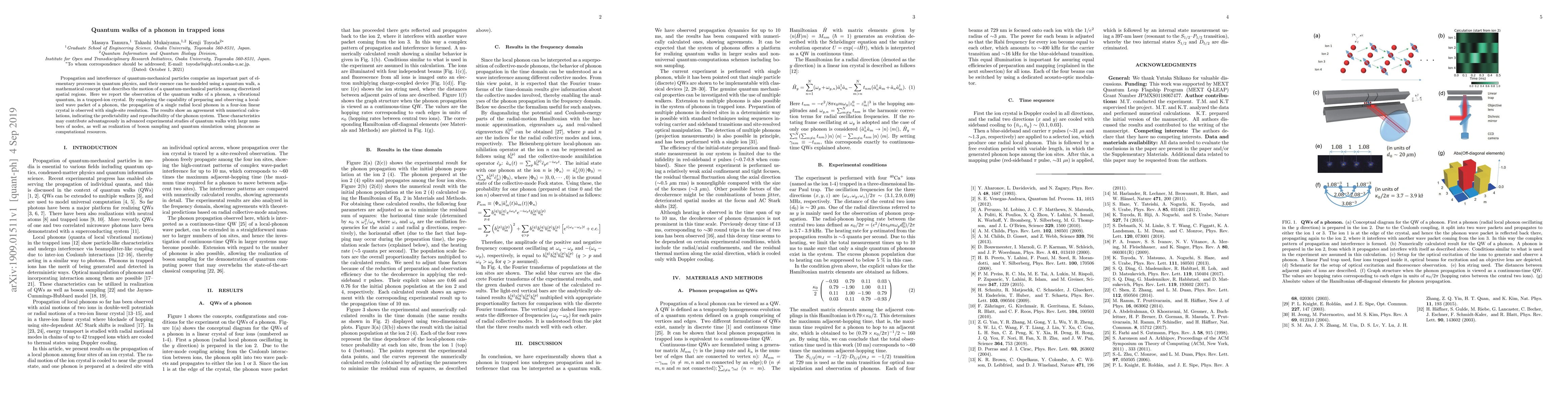Thumbnail for Quantum walks of a phonon in trapped ions