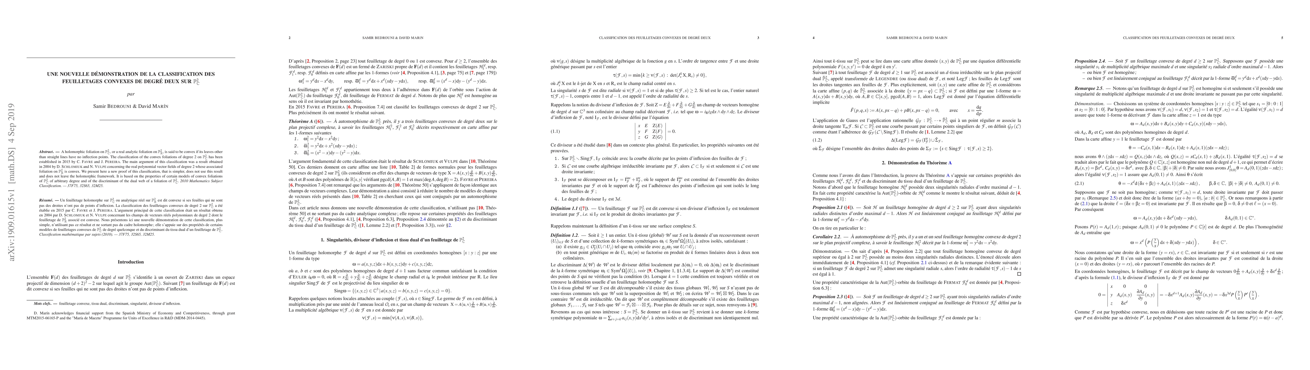 Thumbnail for Une nouvelle d\'emonstration de la classification des feuilletages
  convexes de degr\'{e} deux sur $\mathbb P^2_{\mathbb C}$
