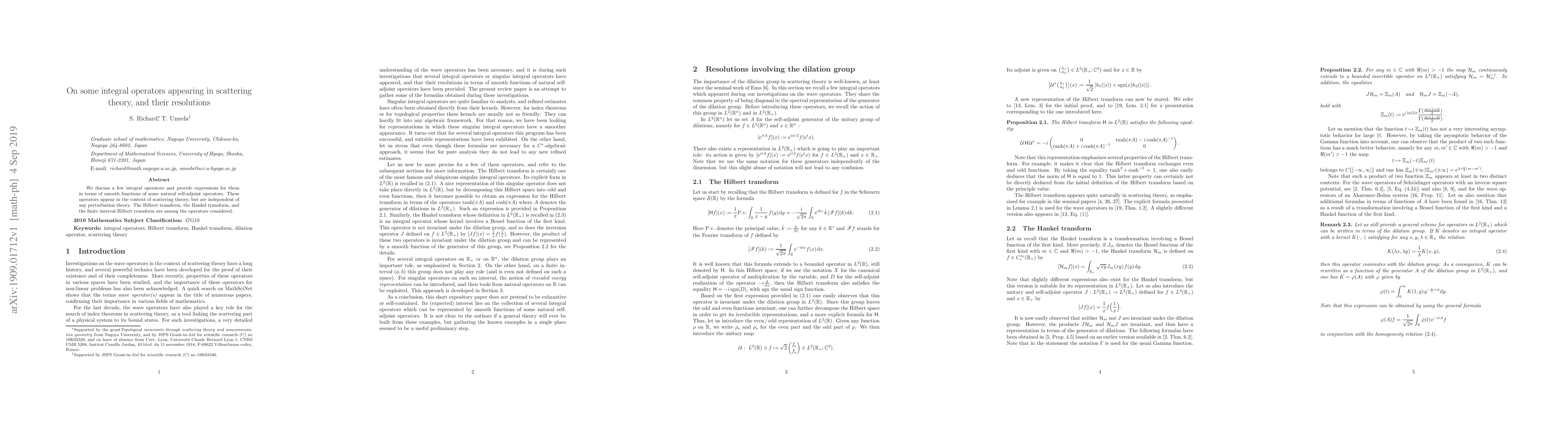 Thumbnail for On some integral operators appearing in scattering theory, and their
  resolutions
