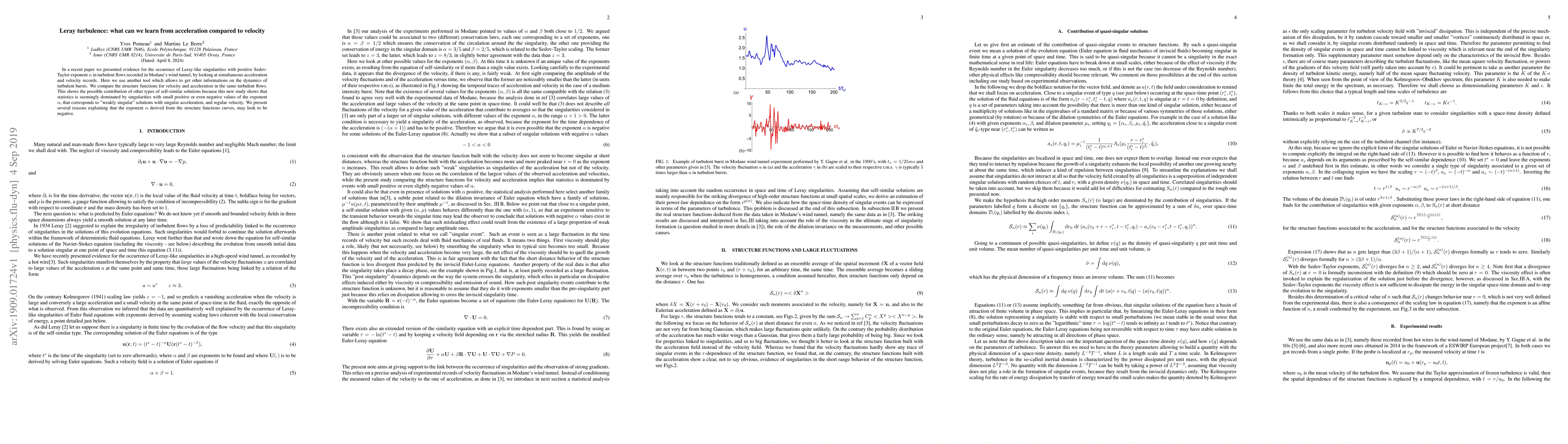 Thumbnail for Leray turbulence: what can we learn from acceleration compared to
  velocity