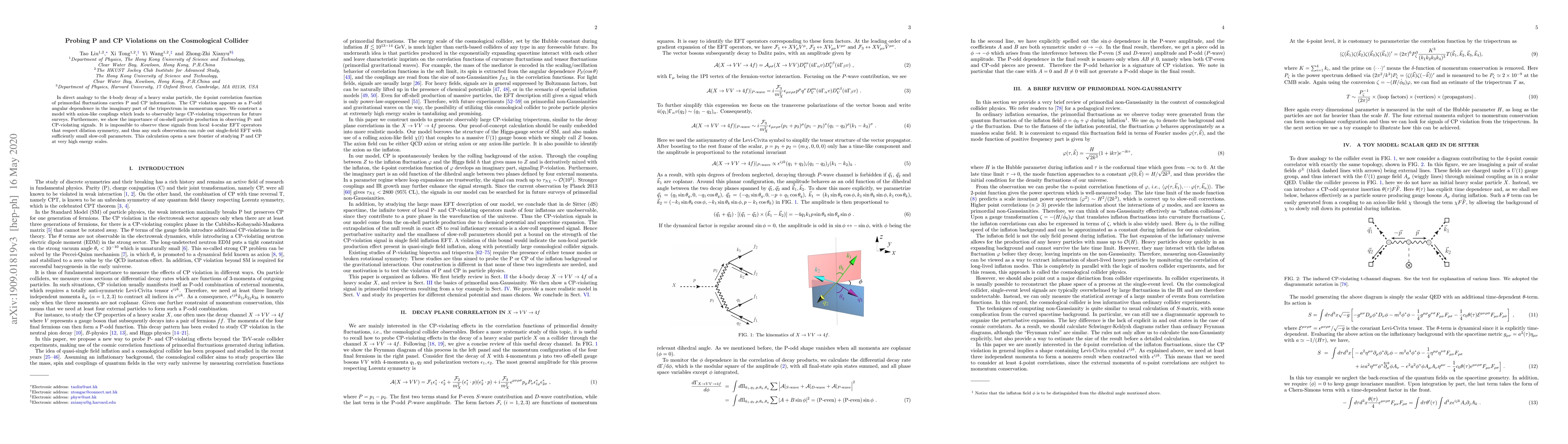 Thumbnail for Probing P and CP Violations on the Cosmological Collider