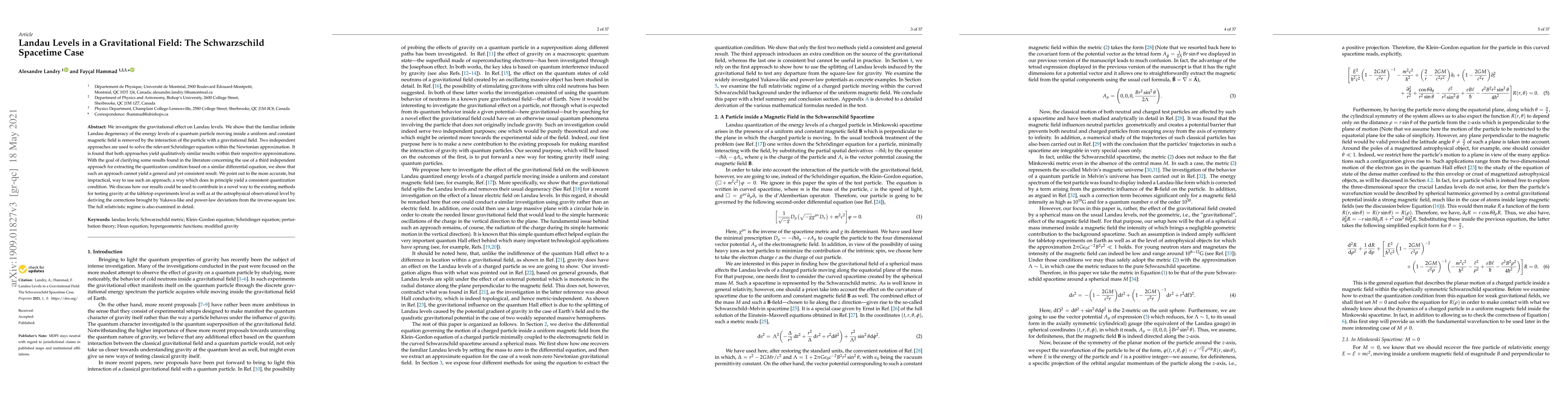 Thumbnail for Landau levels in a gravitational field: The Schwarzschild spacetime case
