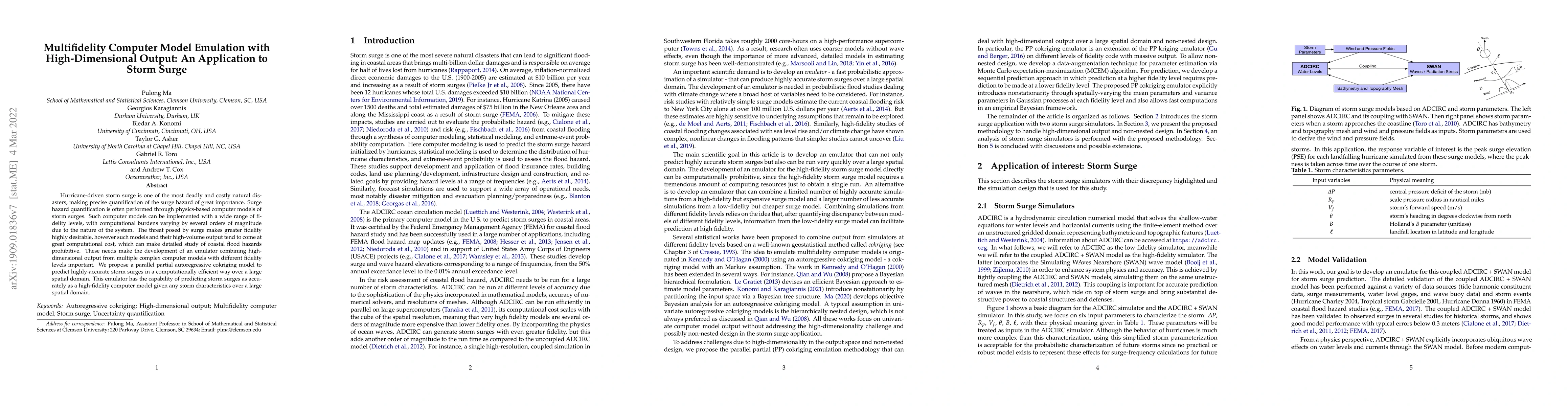 Thumbnail for Multifidelity Computer Model Emulation with High-Dimensional Output: An
  Application to Storm Surge