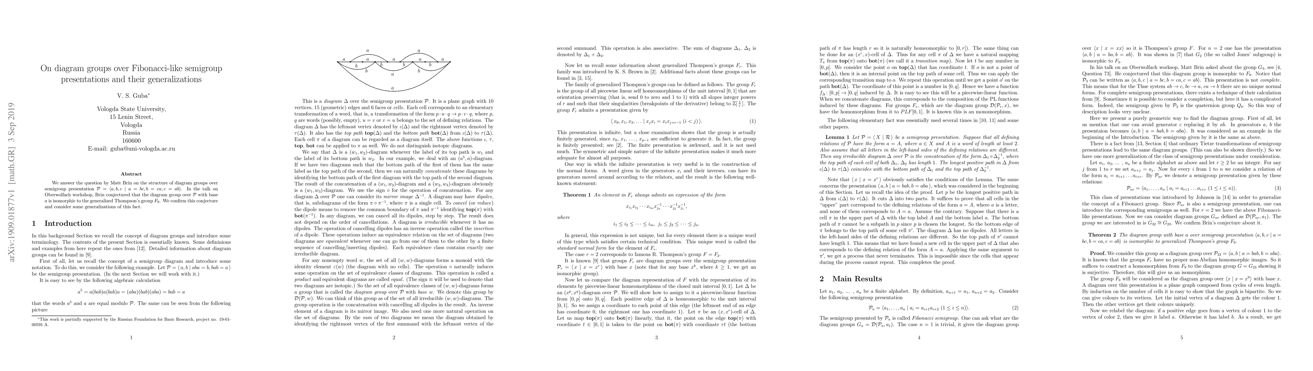 Thumbnail for On diagram groups over Fibonacci-like semigroup presentations and their
  generalizations