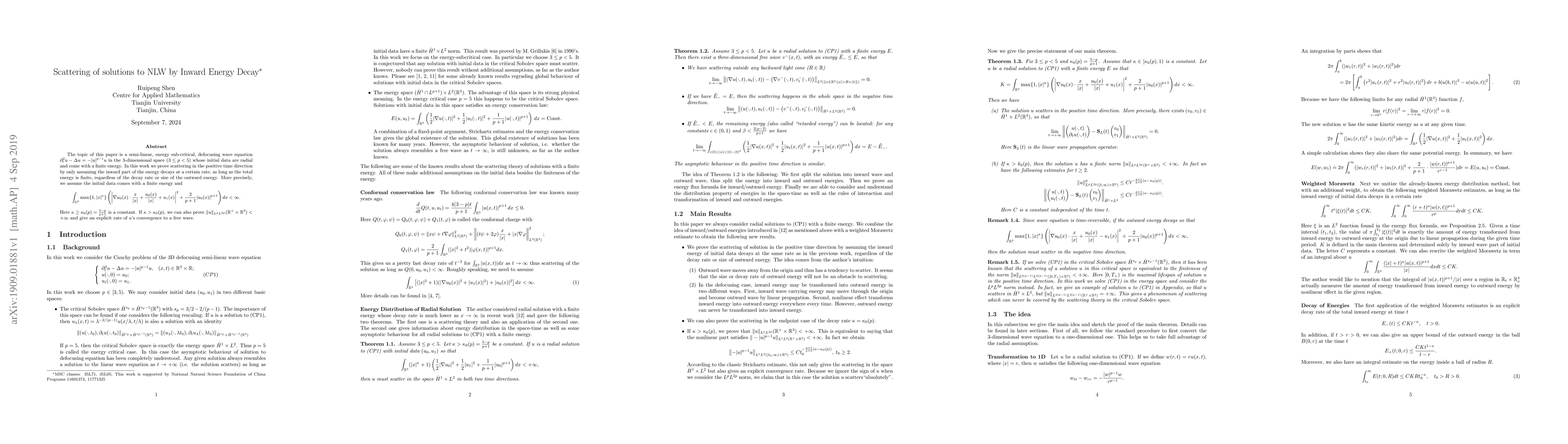 Thumbnail for Scattering of solutions to NLW by Inward Energy Decay