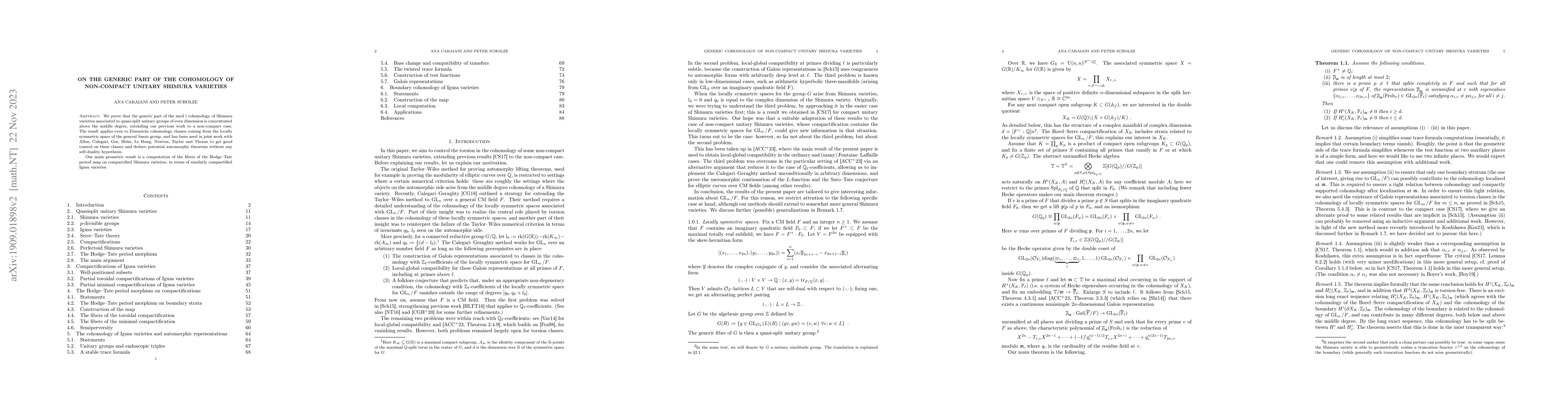 Thumbnail for On the generic part of the cohomology of non-compact unitary Shimura
  varieties