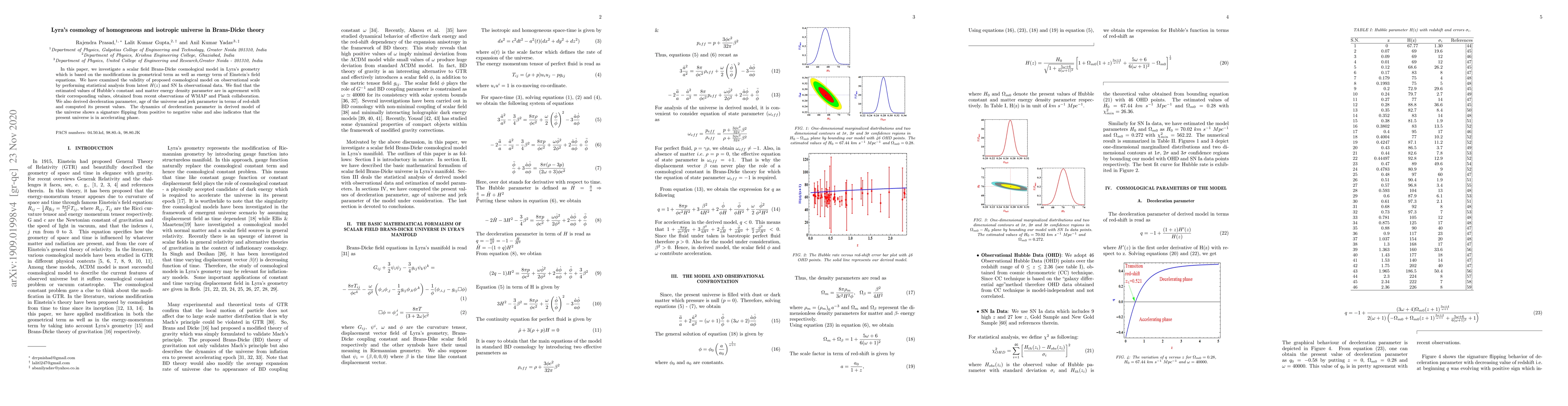 Thumbnail for Lyra's cosmology of homogeneous and isotropic universe in Brans-Dicke
  theory
