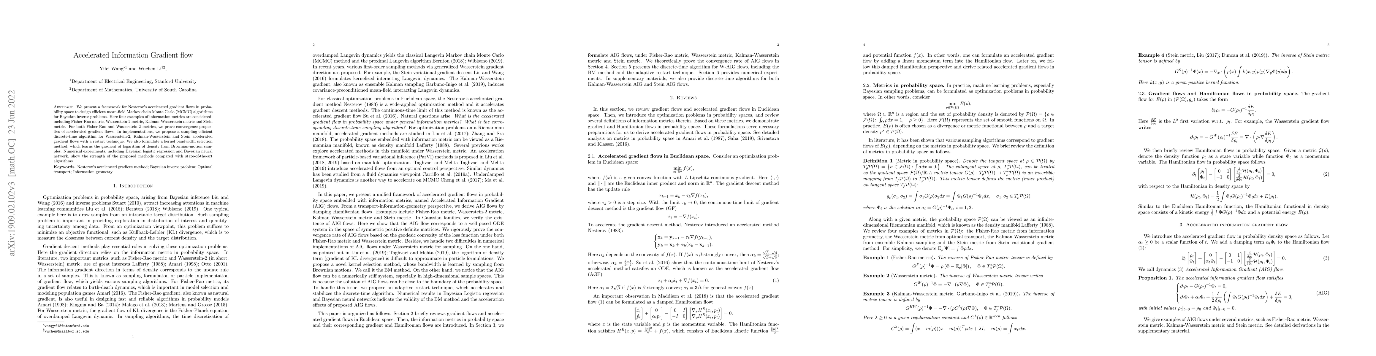 Thumbnail for Accelerated Information Gradient flow