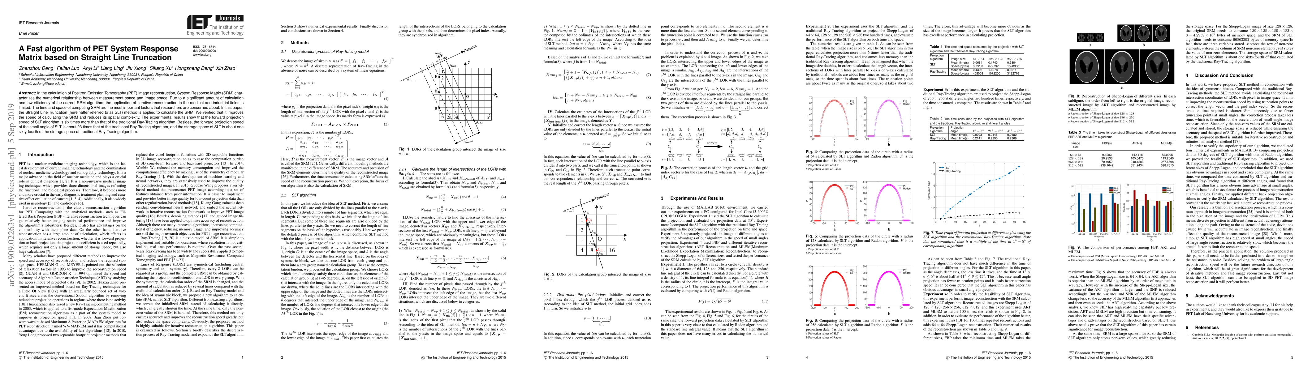 Thumbnail for A Fast algorithm of PET System Response Matrix based on Straight Line
  Truncation