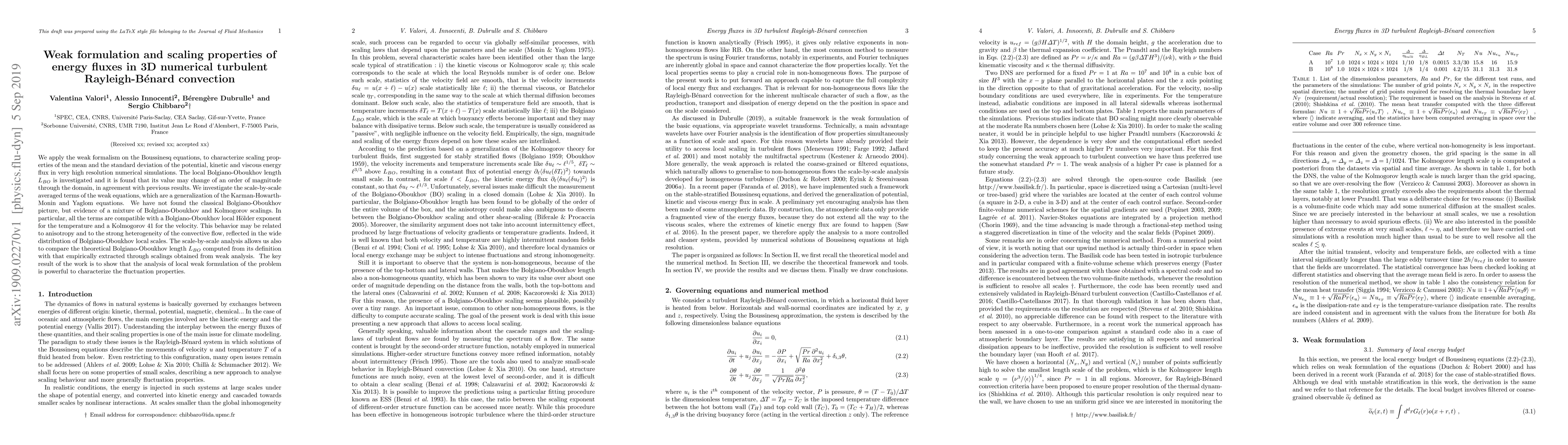 Thumbnail for Weak formulation and scaling properties of energy fluxes in 3D numerical
  turbulent Rayleigh-B\'enard convection