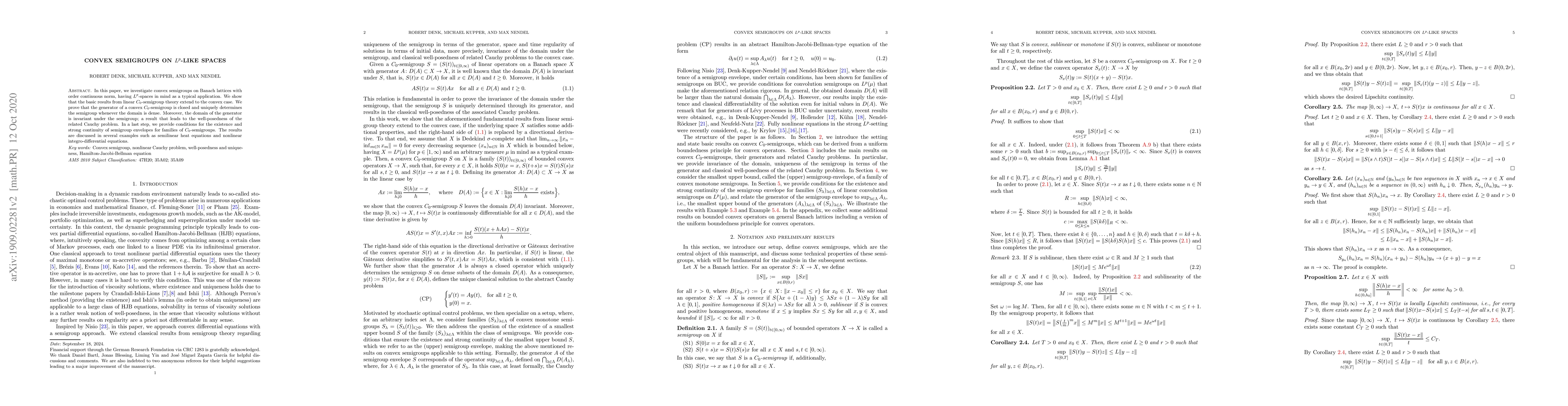 Thumbnail for Convex semigroups on $L^p$-like spaces