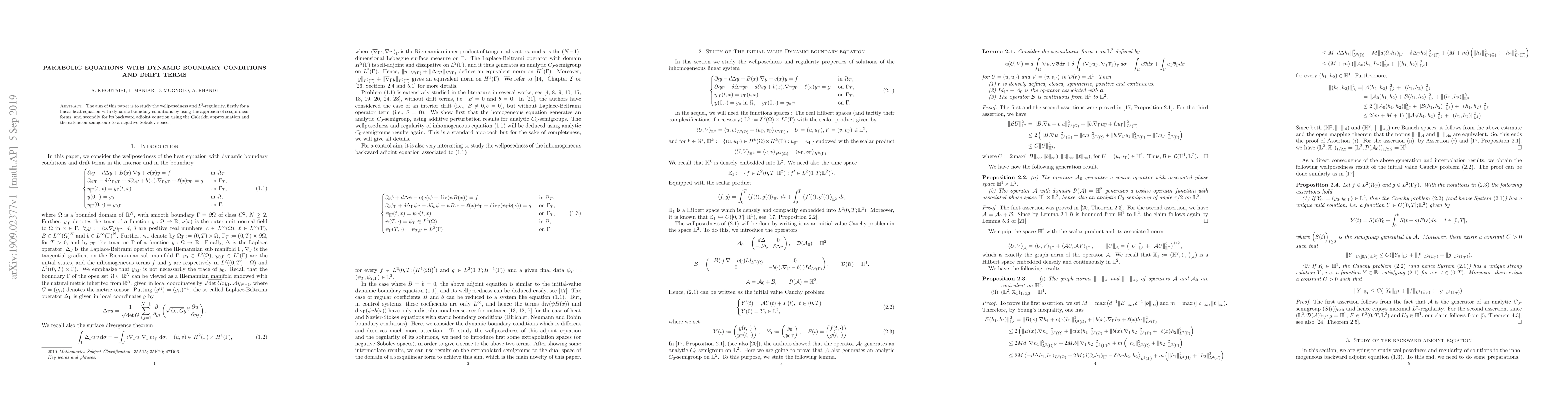 Thumbnail for Parabolic equations with dynamic boundary conditions and drift terms