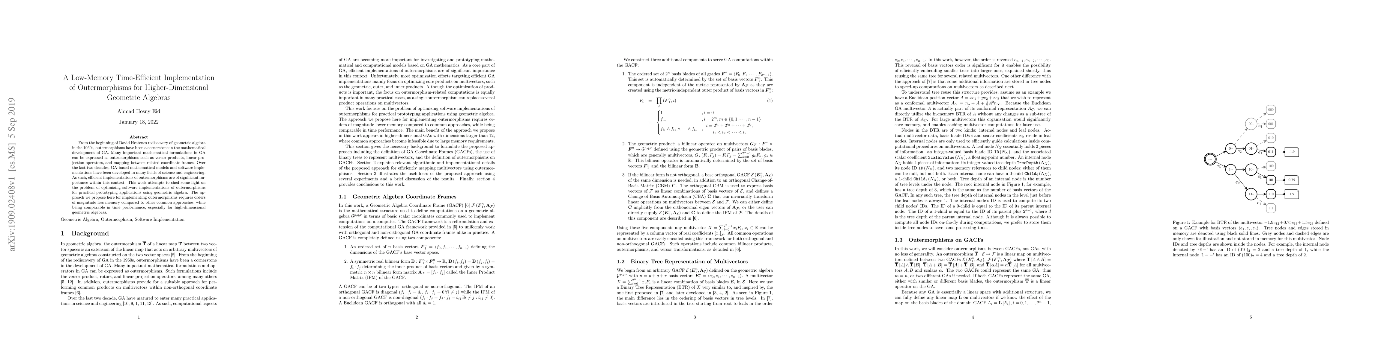 Thumbnail for A Low-Memory Time-Efficient Implementation of Outermorphisms for
  Higher-Dimensional Geometric Algebras