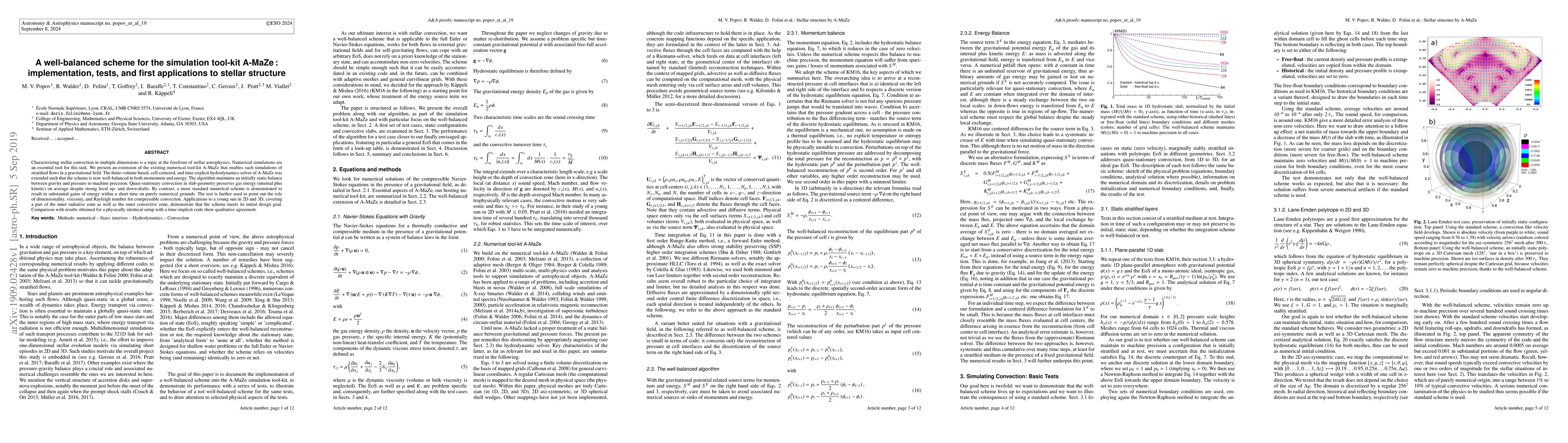 Thumbnail for A well-balanced scheme for the simulation tool-kit A-MaZe:
  implementation, tests, and first applications to stellar structure