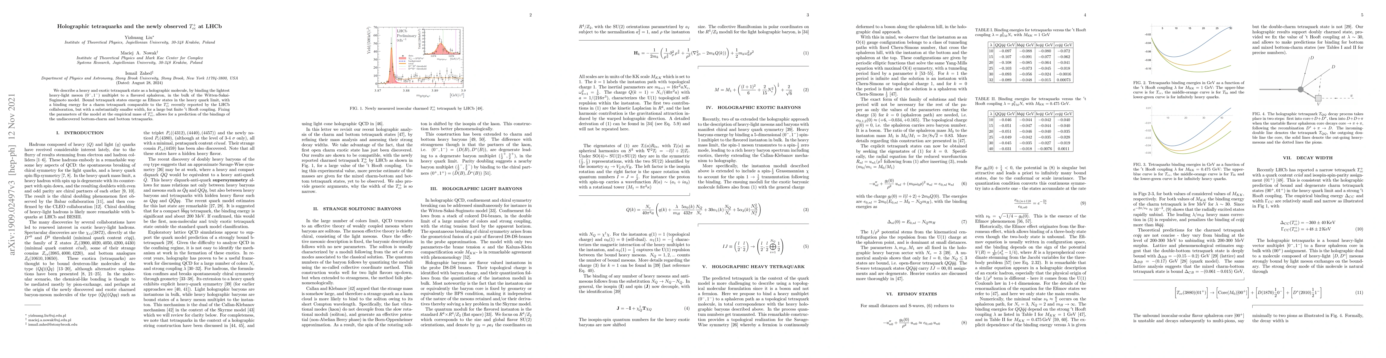 Thumbnail for Holographic tetraquarks and the newly observed $T_{cc}^{+}$ at LHCb