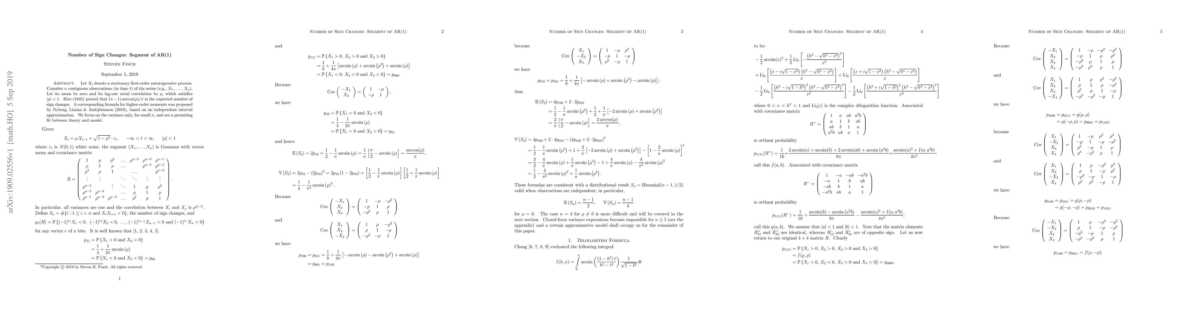 Thumbnail for Number of Sign Changes: Segment of AR(1)