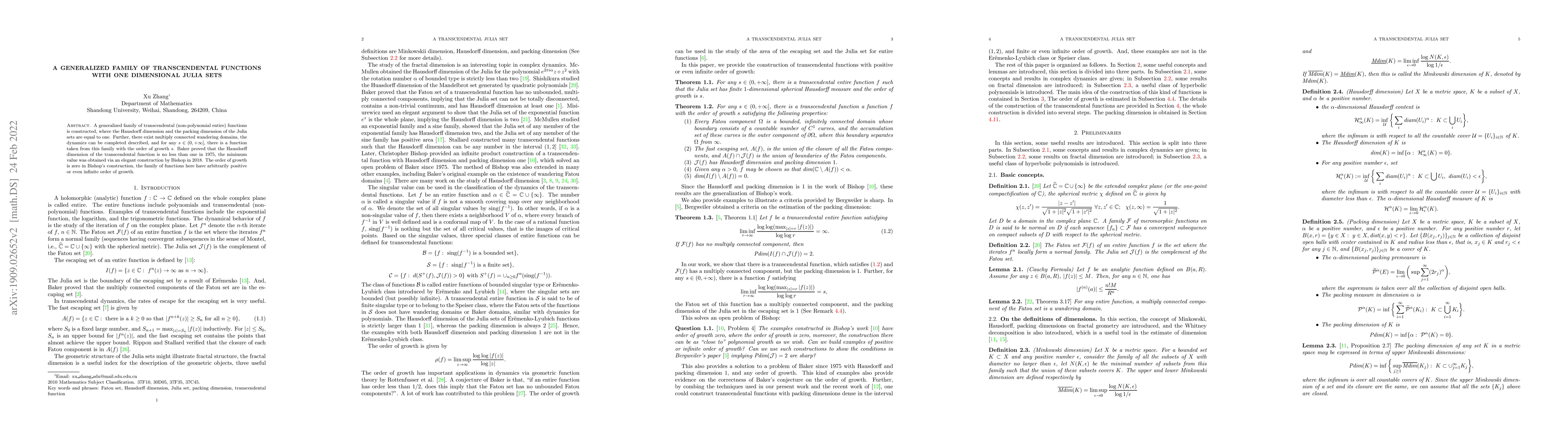 Thumbnail for A generalized family of transcendental functions with one dimensional
  Julia sets