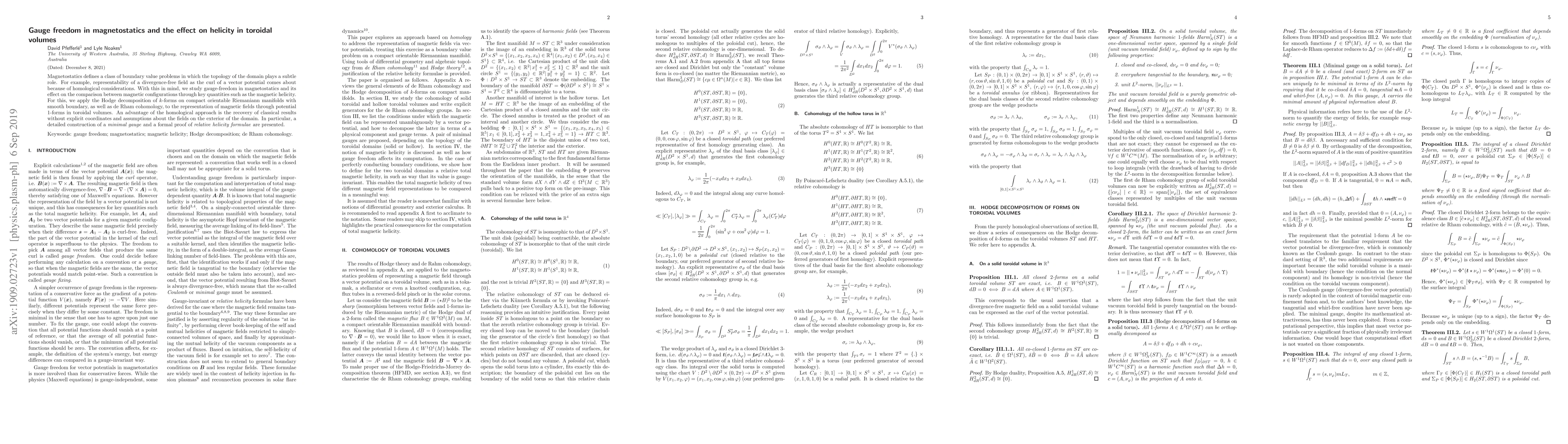 Thumbnail for Gauge freedom in magnetostatics and the effect on helicity in toroidal
  volumes