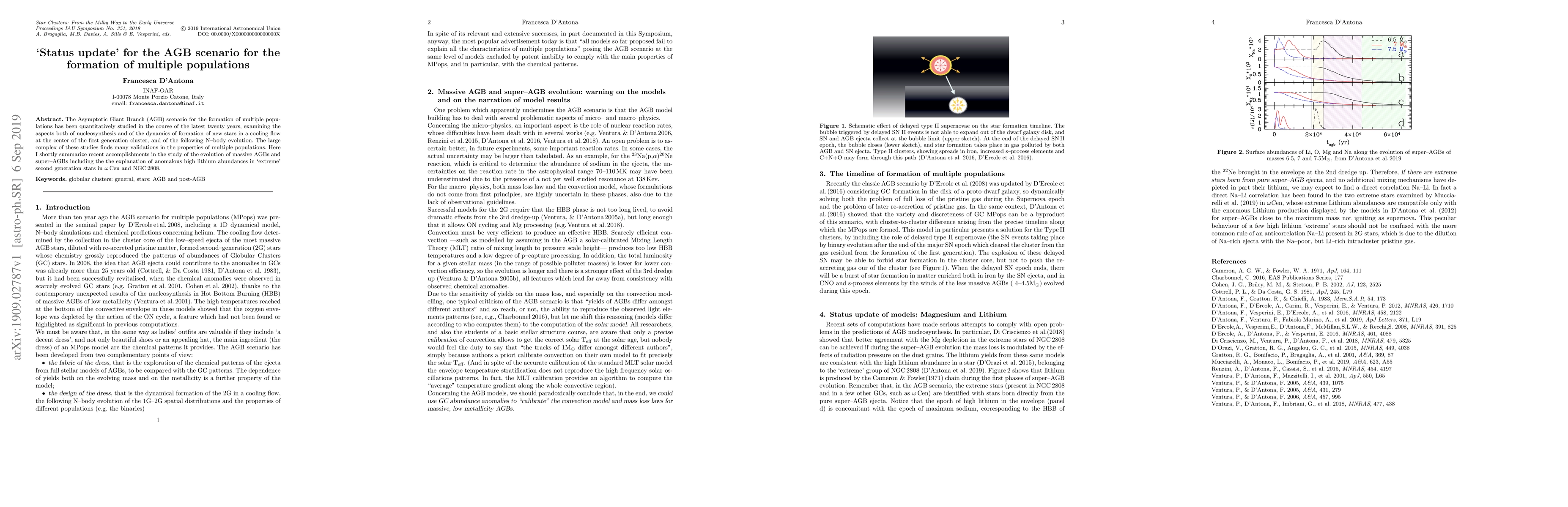 Thumbnail for `Status update' for the AGB scenario for the formation of multiple
  populations