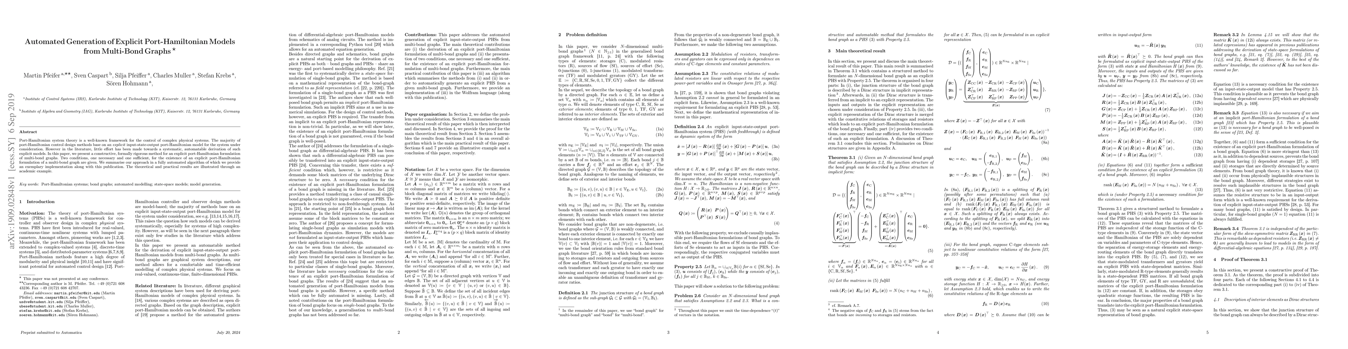 Thumbnail for Automated Generation of Explicit Port-Hamiltonian Models from Multi-Bond
  Graphs