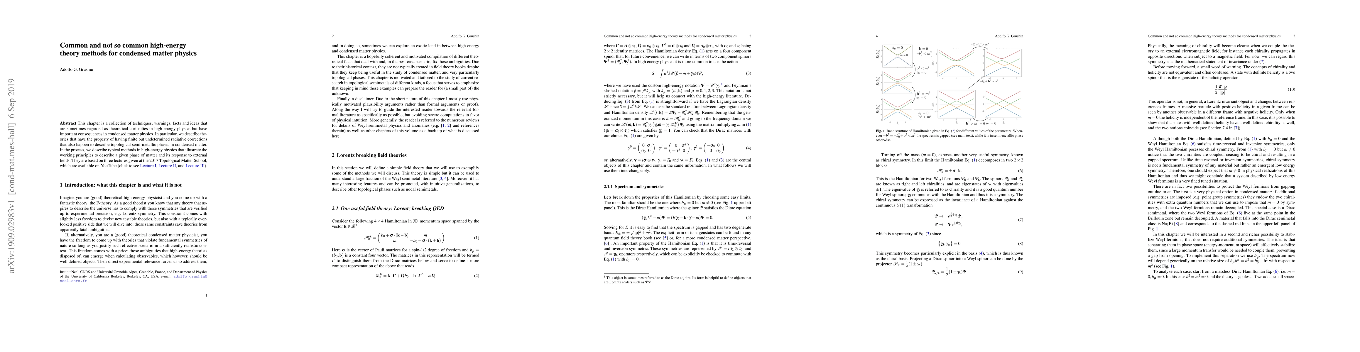 Thumbnail for Common and not so common high-energy theory methods for condensed matter
  physics