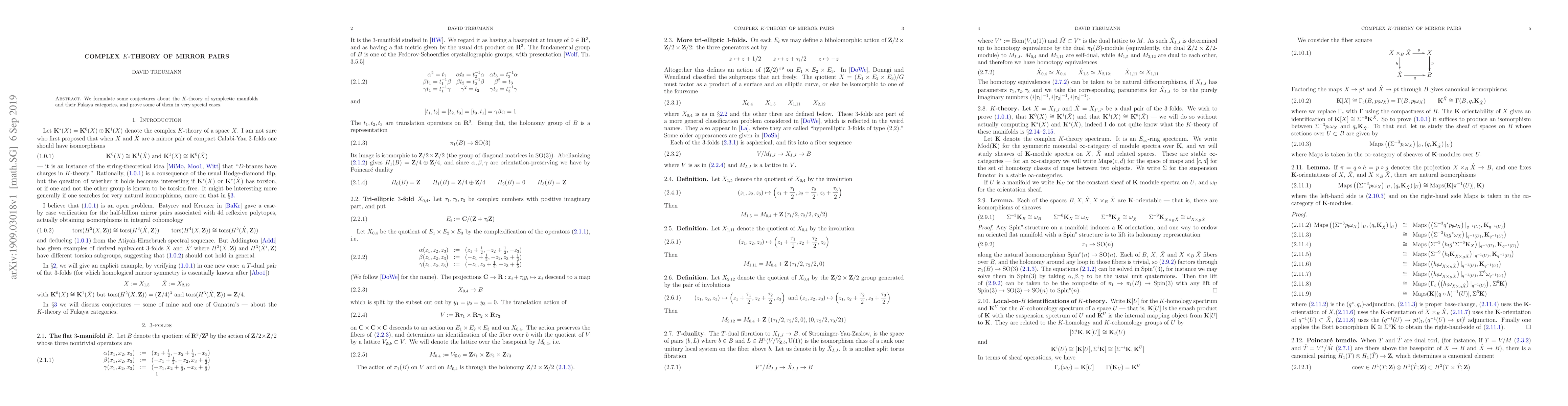 Thumbnail for Complex K-theory of mirror pairs