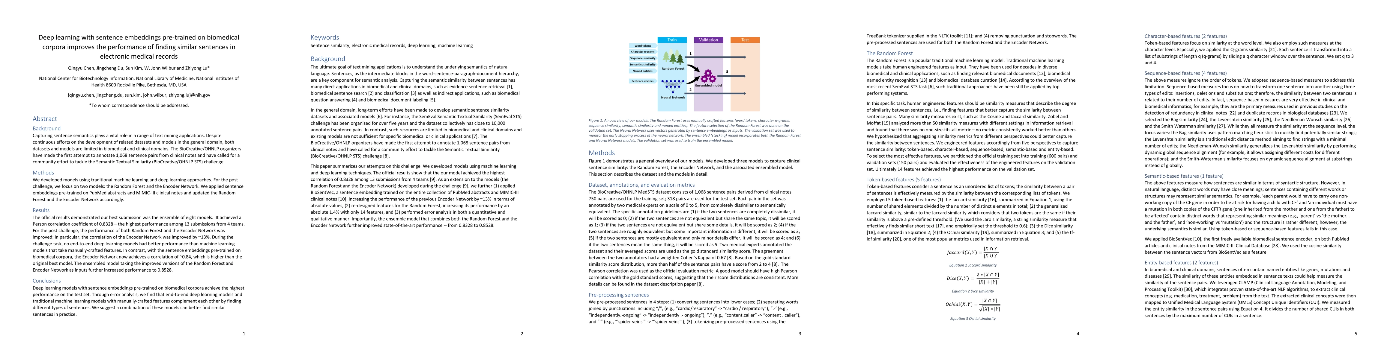 Thumbnail for Deep learning with sentence embeddings pre-trained on biomedical corpora
  improves the performance of finding similar sentences in electronic medical
  records