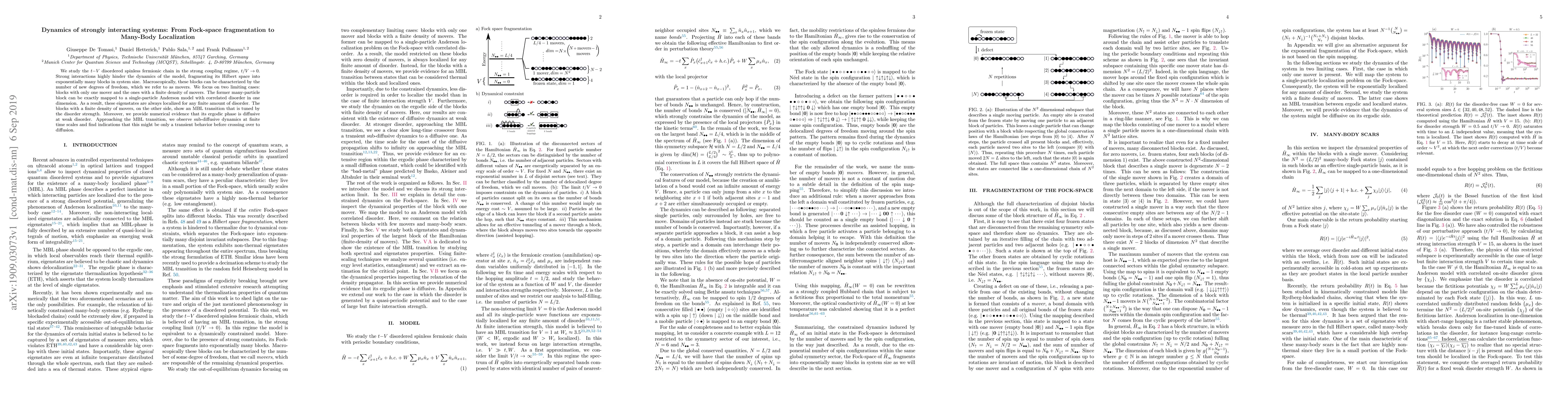 Thumbnail for Dynamics of strongly interacting systems: From Fock-space fragmentation
  to Many-Body Localization