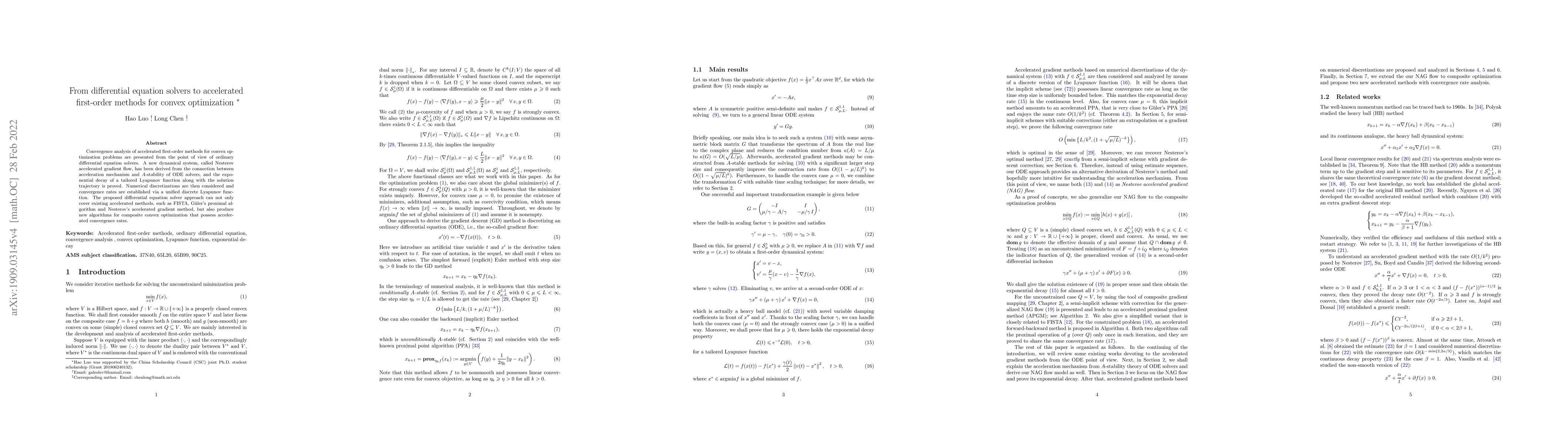 Thumbnail for From differential equation solvers to accelerated first-order methods
  for convex optimization