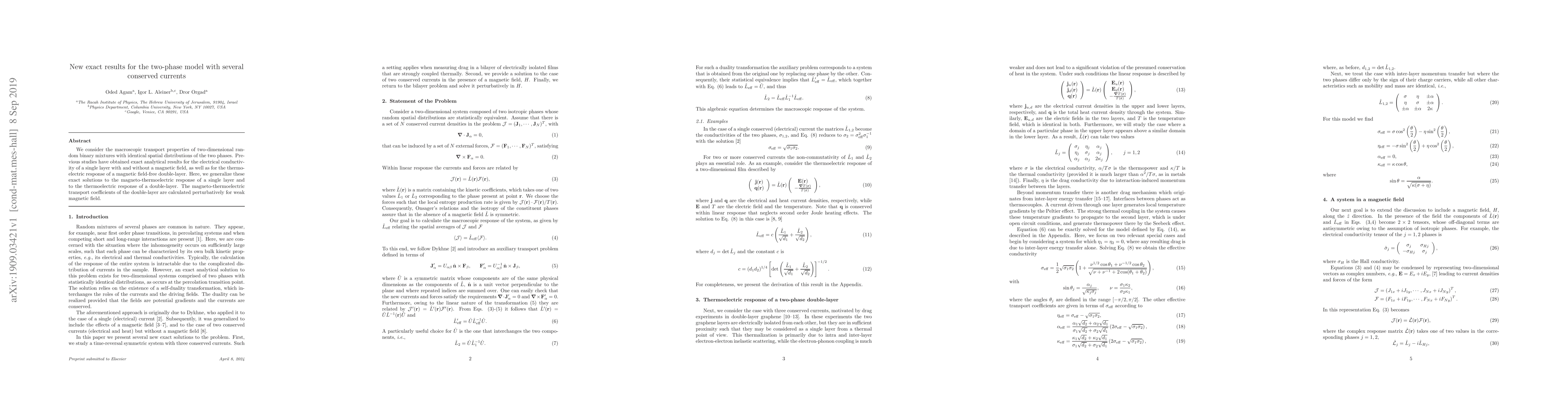 Thumbnail for New exact results for the two-phase model with several conserved
  currents