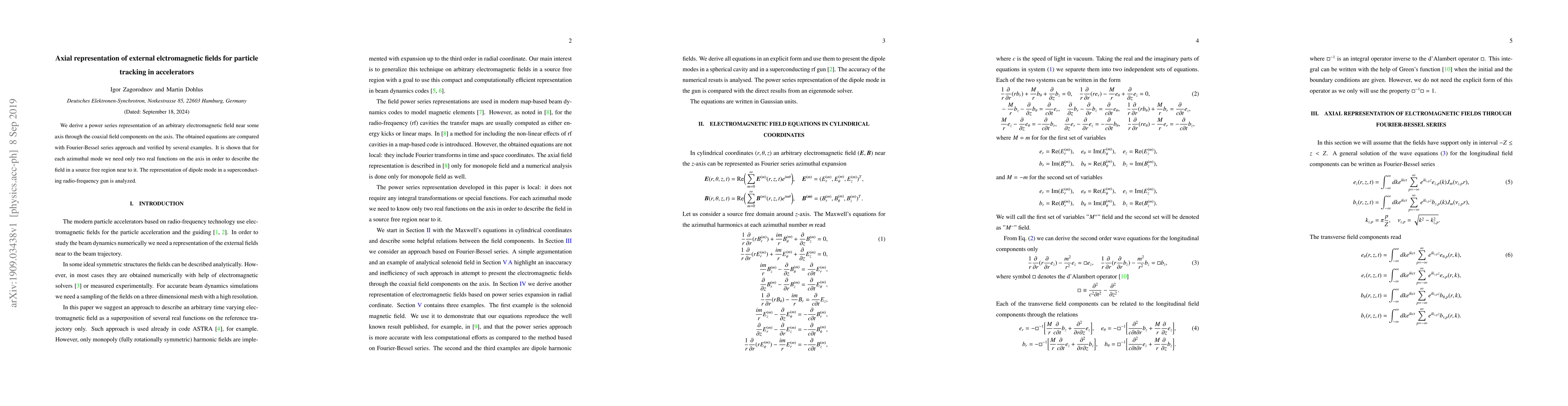 Thumbnail for Axial representation of external electromagnetic fields for particle
  tracking in accelerators