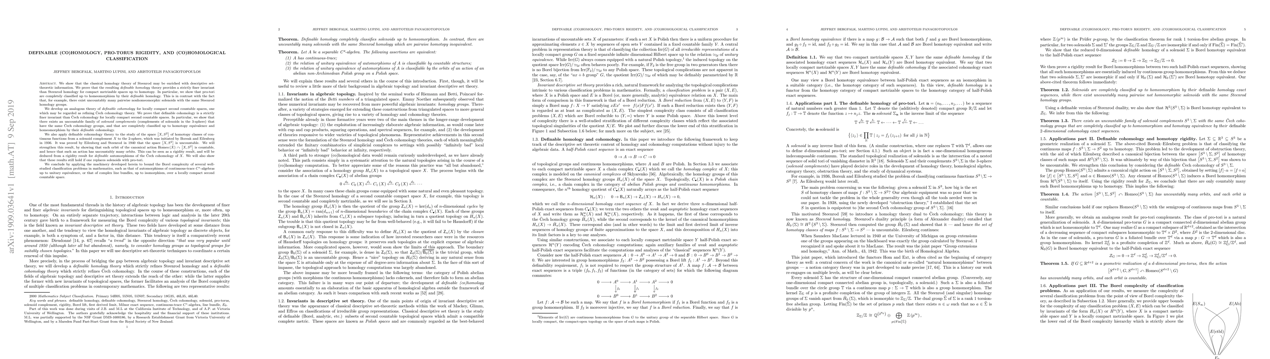 Thumbnail for Definable (co)homology, pro-torus rigidity, and (co)homological
  classification