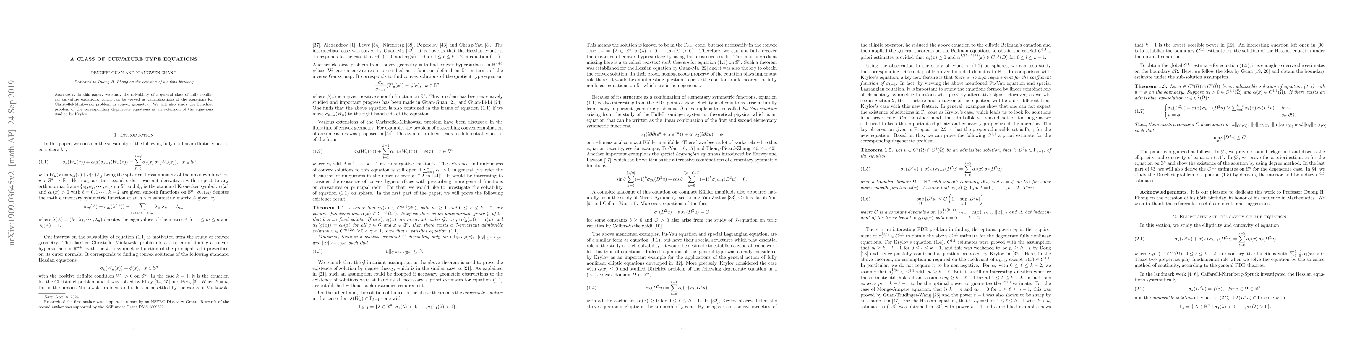 Thumbnail for A class of curvature type equations