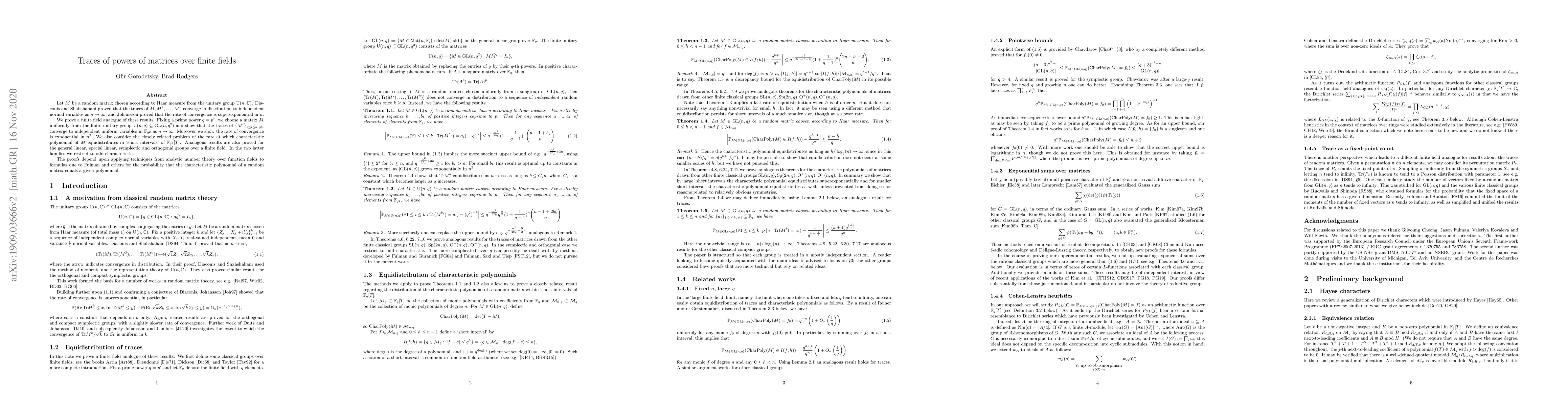 Thumbnail for Traces of powers of matrices over finite fields