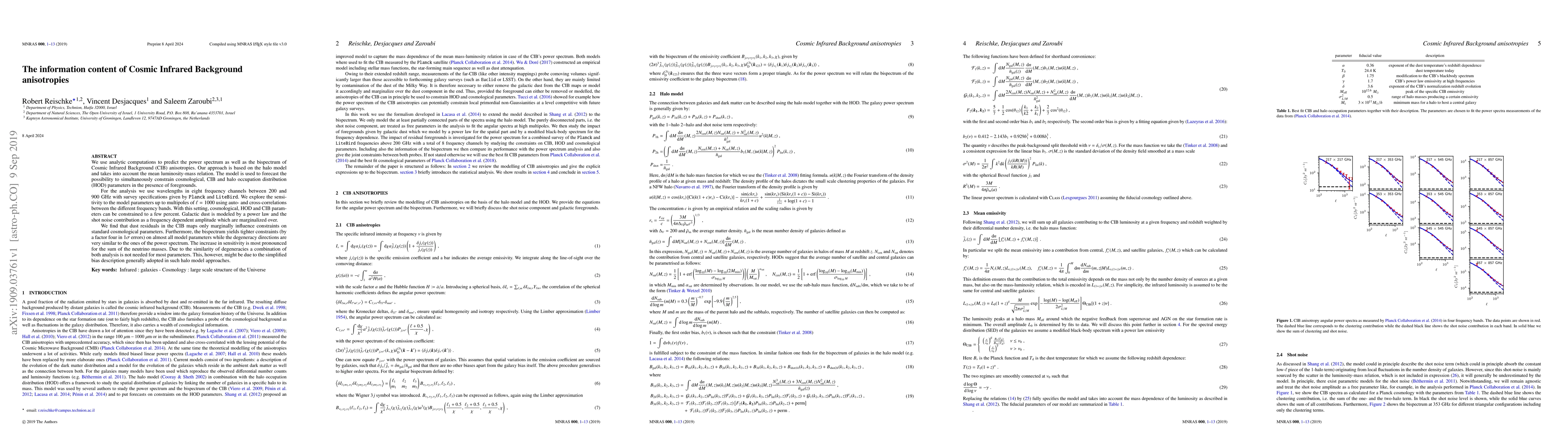 Thumbnail for The information content of Cosmic Infrared Background anisotropies