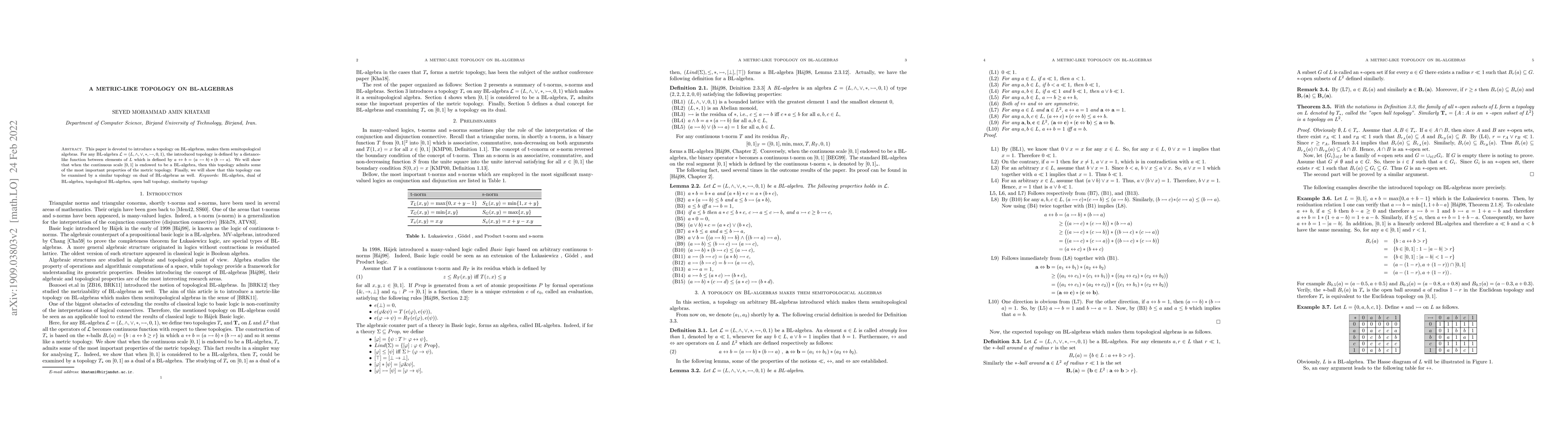 Thumbnail for A metric-like topology yon BL-algebras
