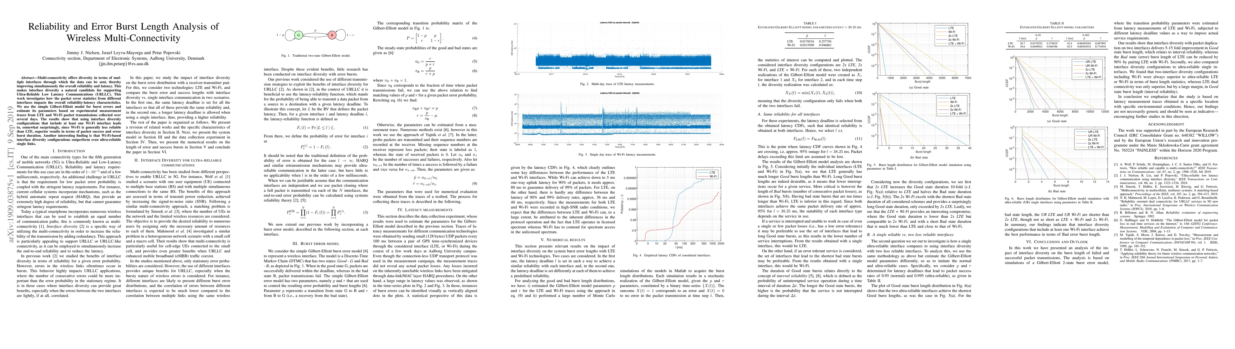 Thumbnail for Reliability and Error Burst Length Analysis of Wireless
  Multi-Connectivity