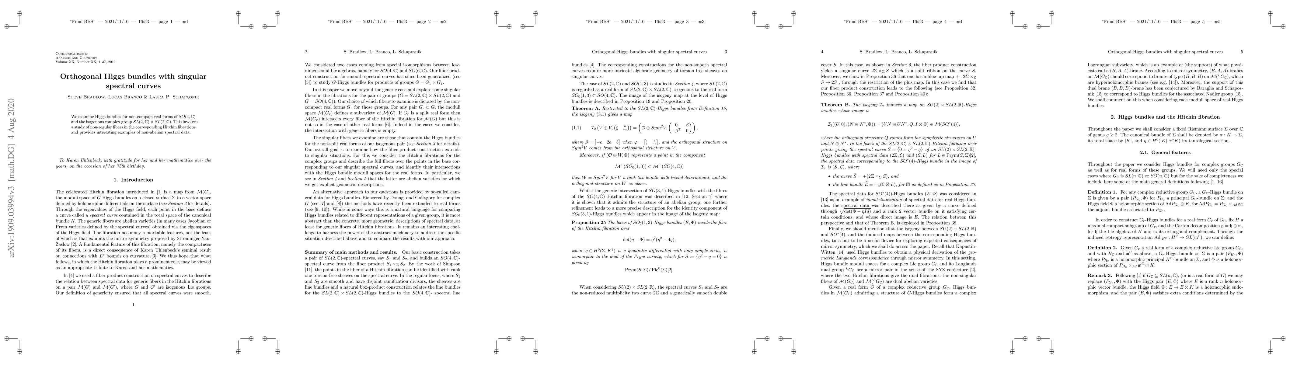 Thumbnail for Orthogonal Higgs bundles with singular spectral curves