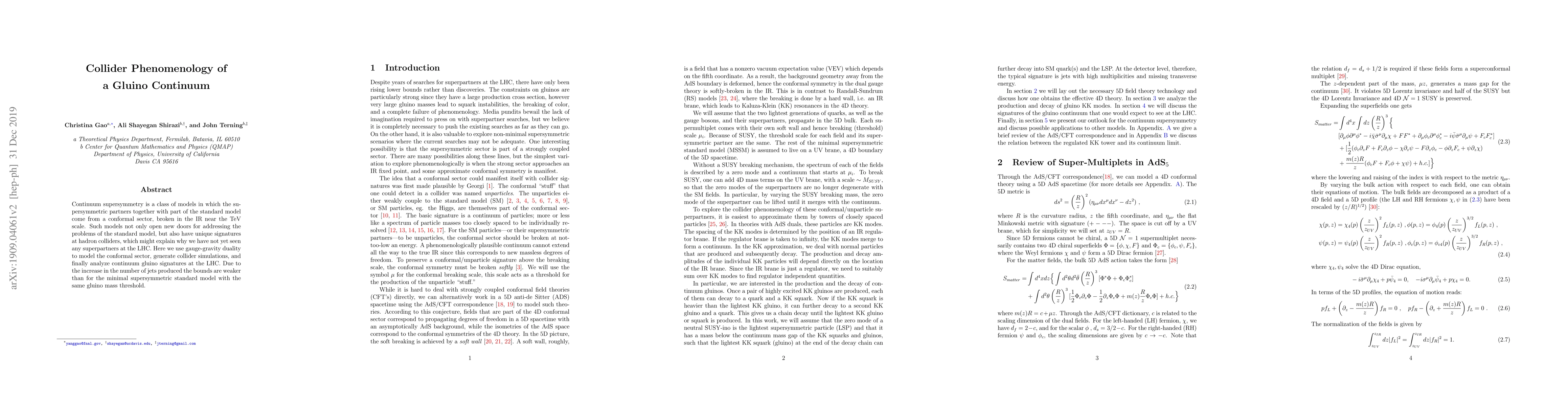 Thumbnail for Collider Phenomenology of a Gluino Continuum