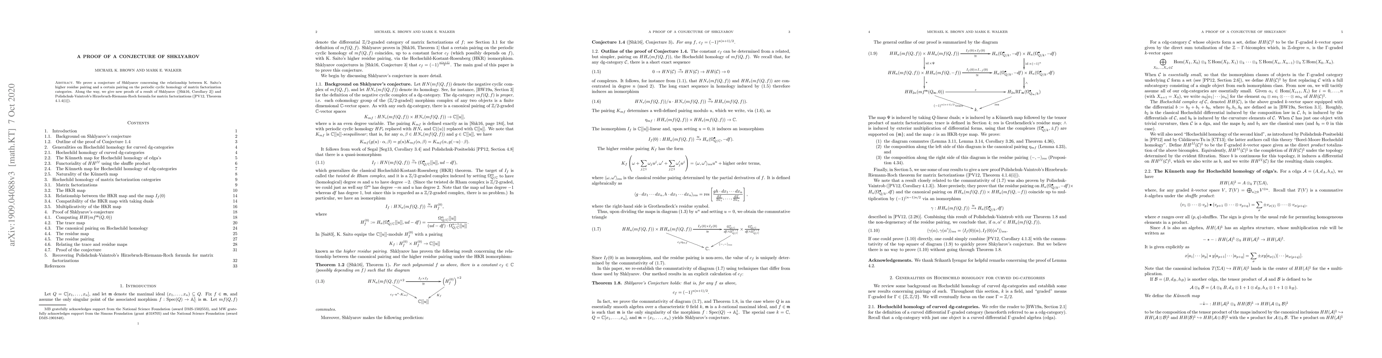 Thumbnail for A proof of a conjecture of Shklyarov