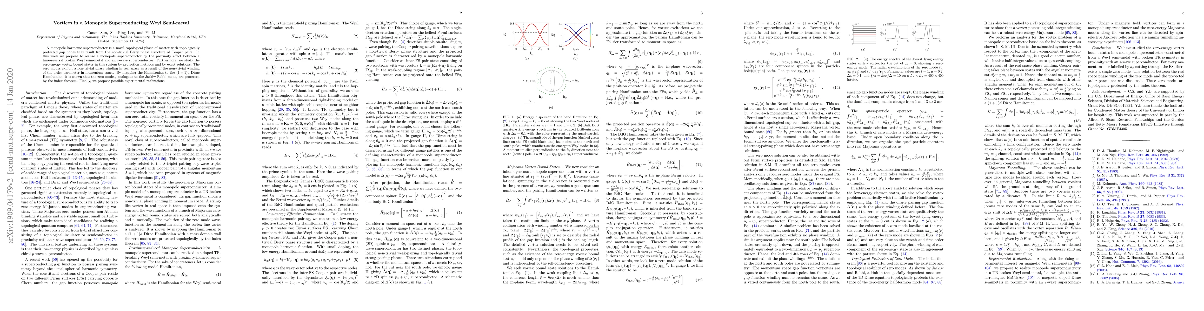 Thumbnail for Vortices in a Monopole Superconducting Weyl Semi-metal