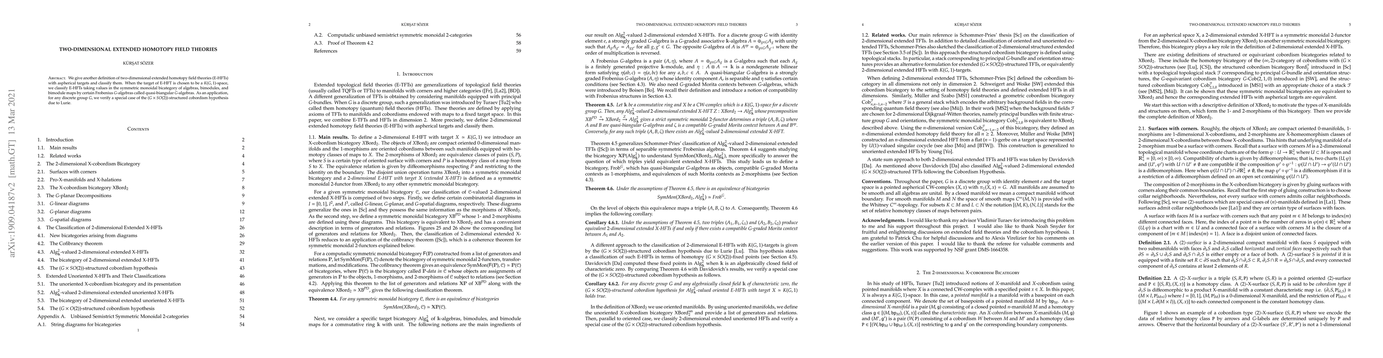 Thumbnail for Two-Dimensional Extended Homotopy Field Theories
