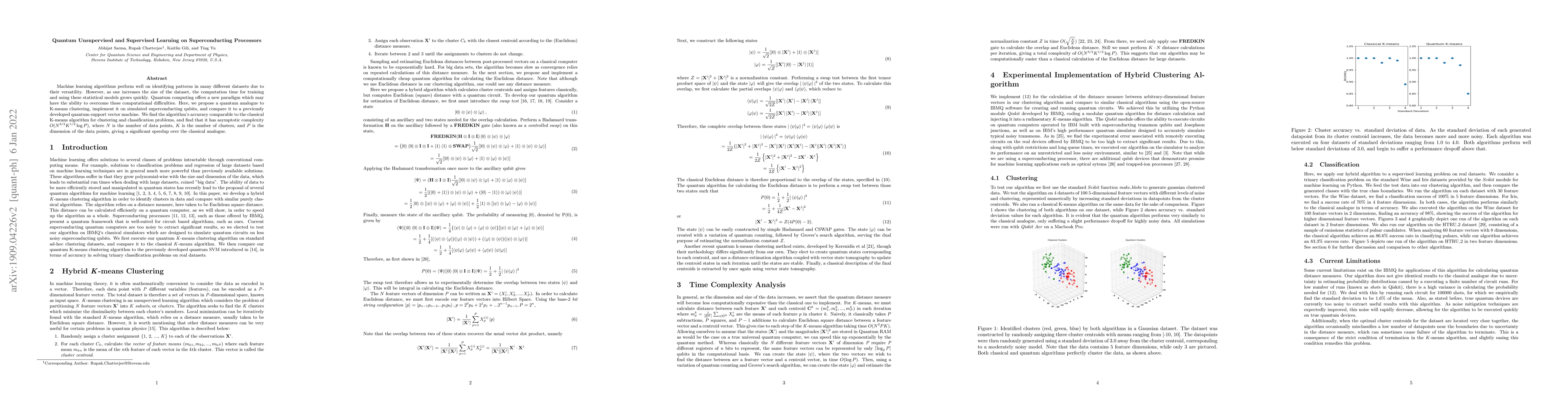 Thumbnail for Quantum Unsupervised and Supervised Learning on Superconducting
  Processors