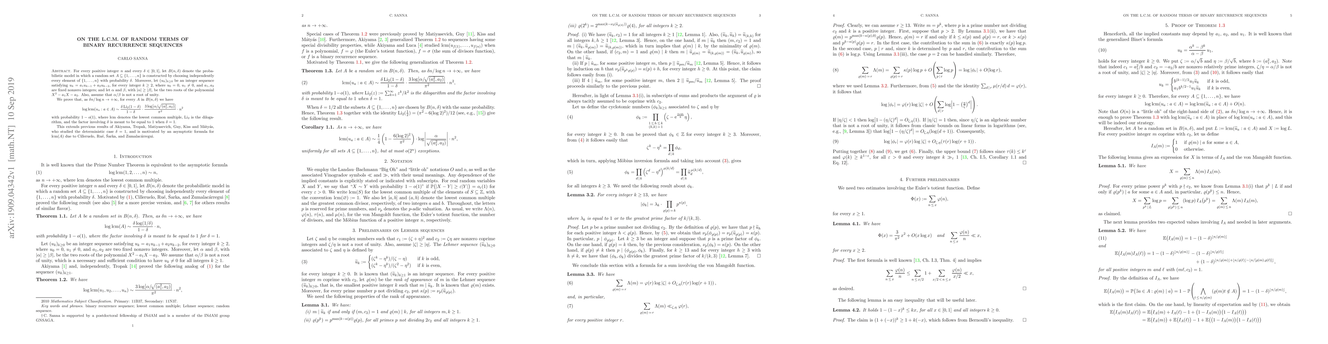 Thumbnail for On the l.c.m. of random terms of binary recurrence sequences