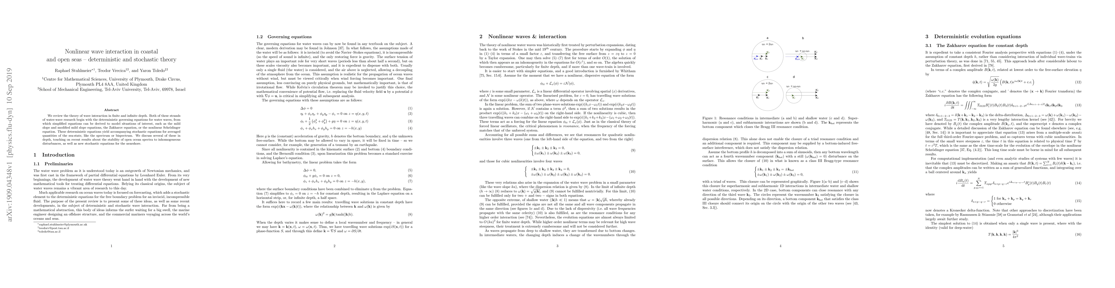 Thumbnail for Nonlinear wave interaction in coastal and open seas -- deterministic and
  stochastic theory