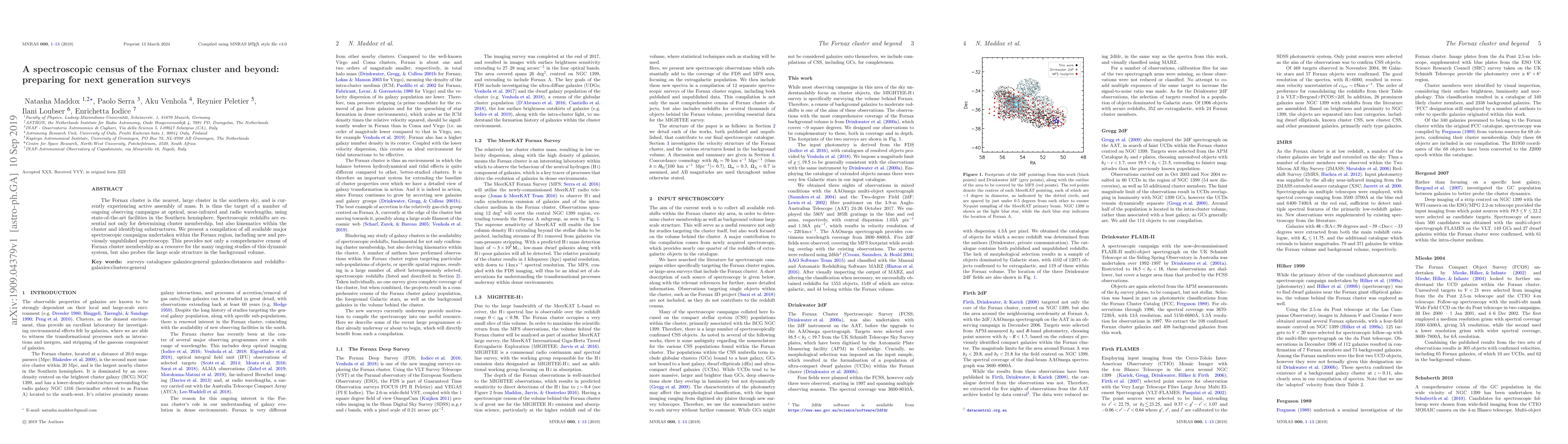 Thumbnail for A spectroscopic census of the Fornax cluster and beyond: preparing for
  next generation surveys