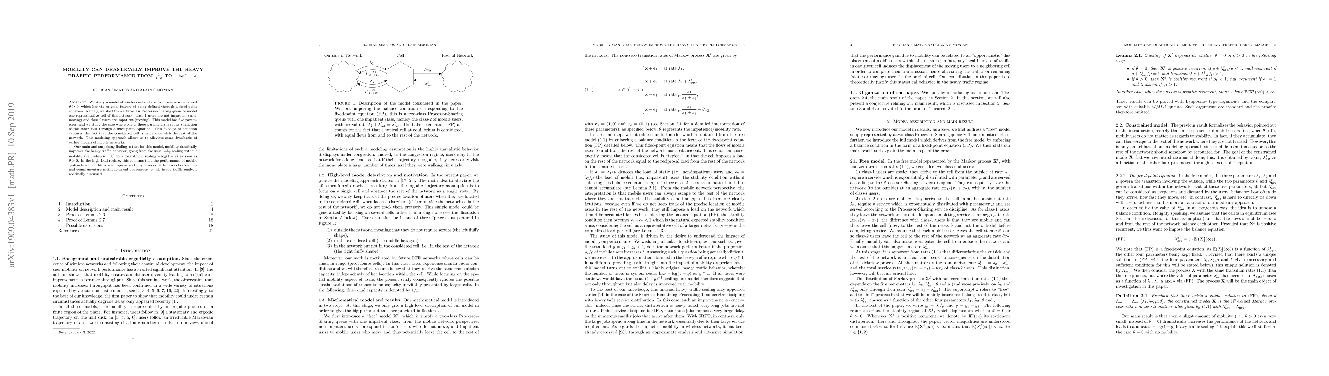 Thumbnail for Mobility can drastically improve the heavy traffic performance from
  1/(1-rho) to -log(1-rho)